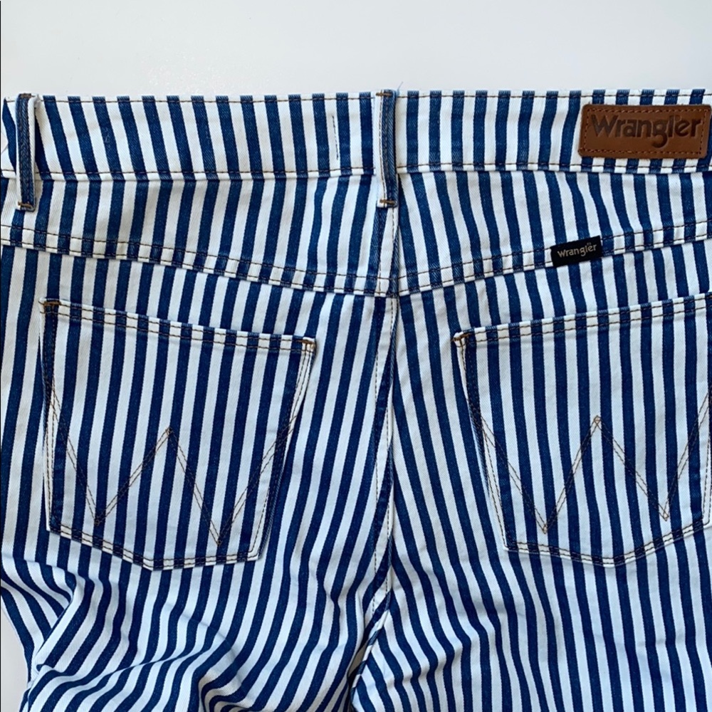 Wrangler Navy and White Striped Wide Leg Jeans